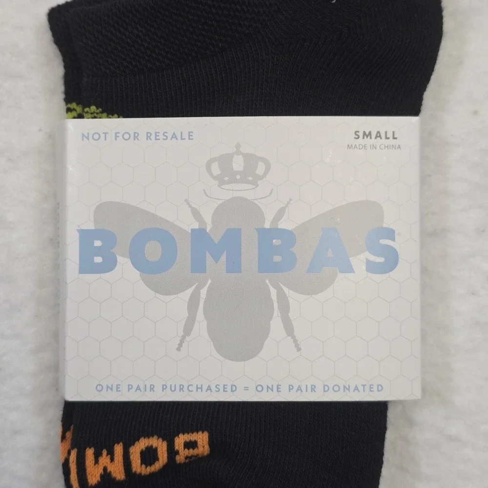 5 Pairs BOMBAS Cotton honeycomb Ankle Socks Women's Size Small 4-7.5 Black